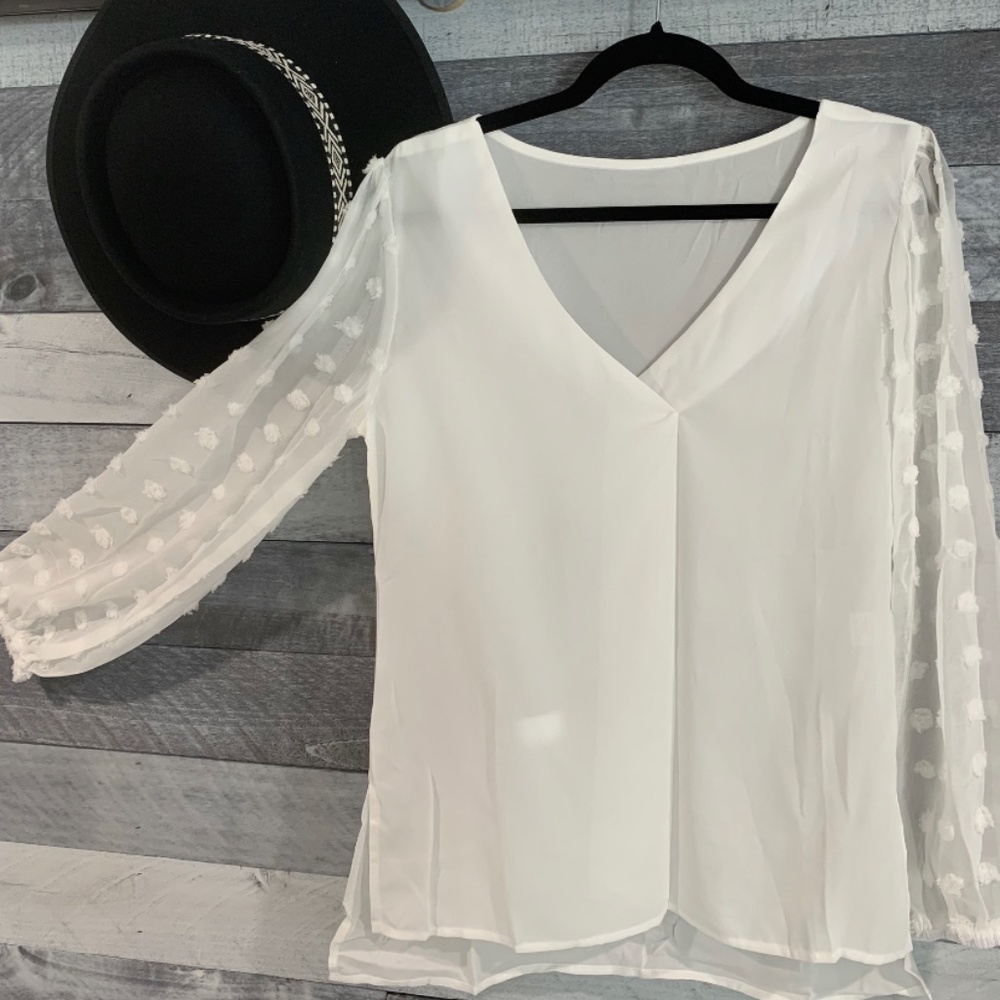 Swiss Dot long Sleeve Blouse